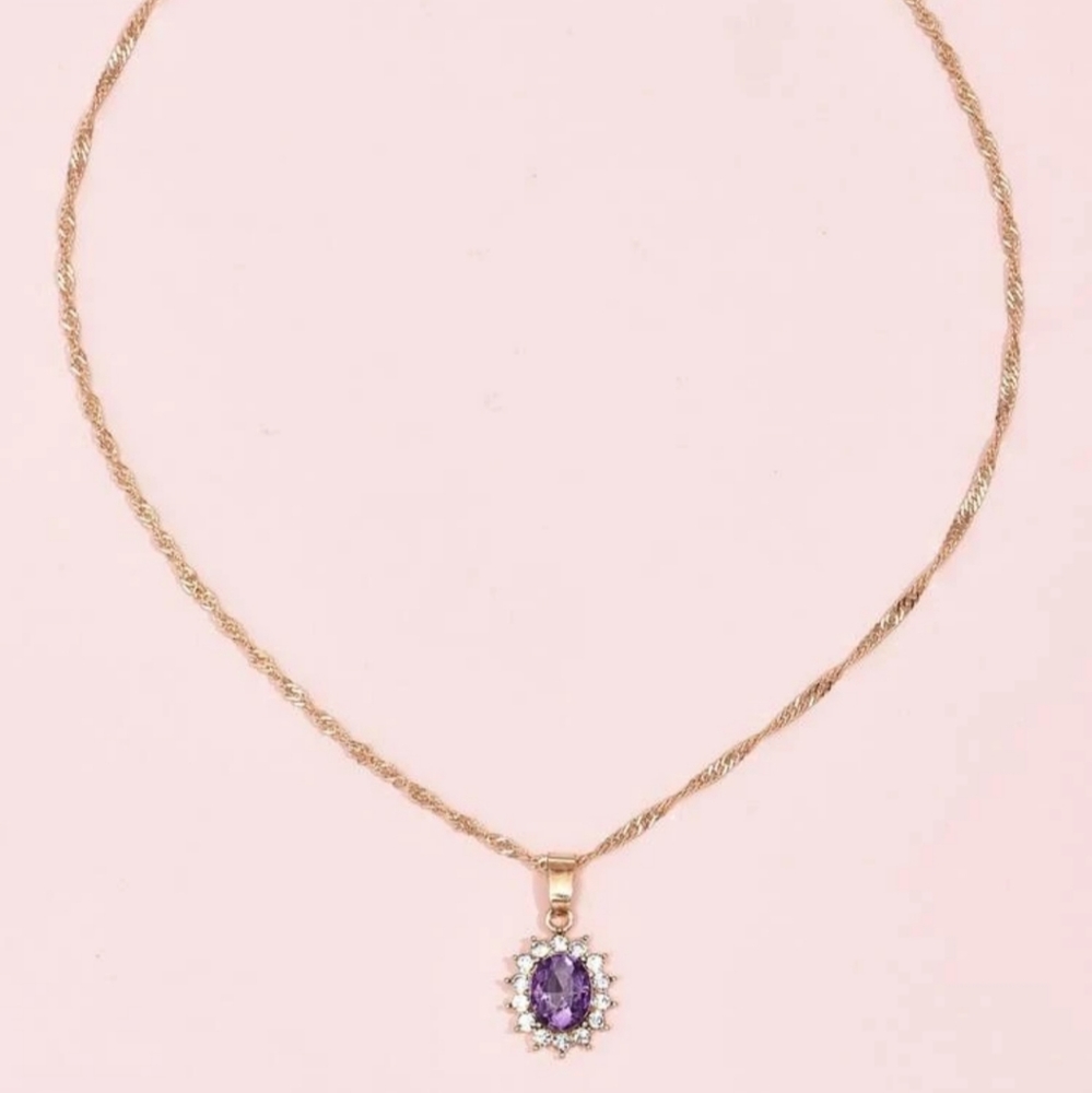 *Wendy* Purple Stone Necklace - Picture 3 of 6